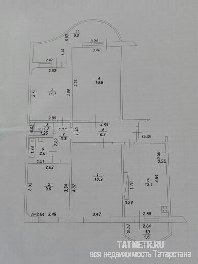 Зинина, 24 Двухкомнатная «улучшенка», 5/7 кирпичного дома, 103/46,7/17,3. Комнаты 23,3+23,4 кв.м.,  2 лоджии, из... - 7