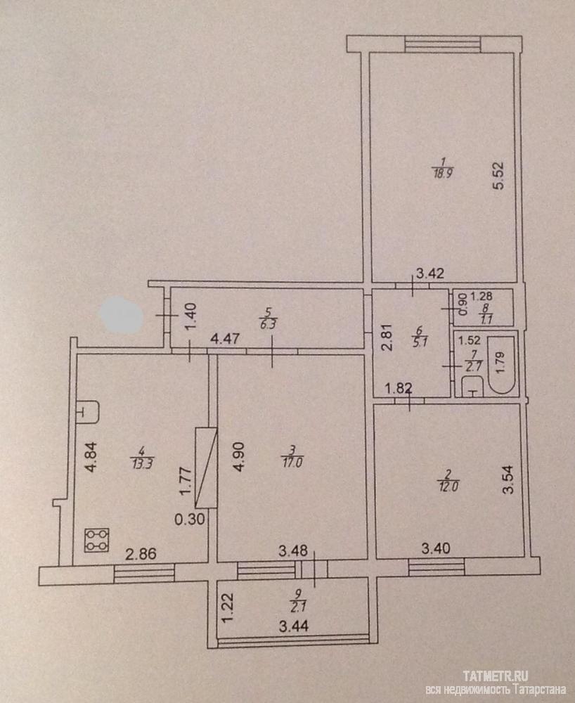 Продажа / Квартиры, Осиново, Гайсина улица, 3 560 000 с. Осиново, ул. Гайсина, 3. 3-комн. улучшенка, 1/10-эт. панельного дома, 78,9/48/13,3. В квартире новый ремонт (на... - 3