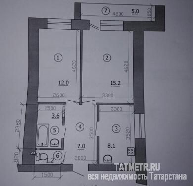 Продажа / Квартиры, Казань, Хибинская улица, 2 500 000 п. Залесный, ул. Хибинская, 18. 2-комн. индивид. проект, 6/9-эт. кирп. дома, 47,1/27,2/8,1. Косметический новый...