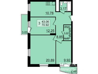Продажа / Квартиры, Казань, Залесная улица, 2 332 320 ЖК «Залесный сити», п. Залесный. 2-комн. квартиры площадь от 48,59 кв.м. на 1-19 эт. в современном жилом комплексе.... - 3