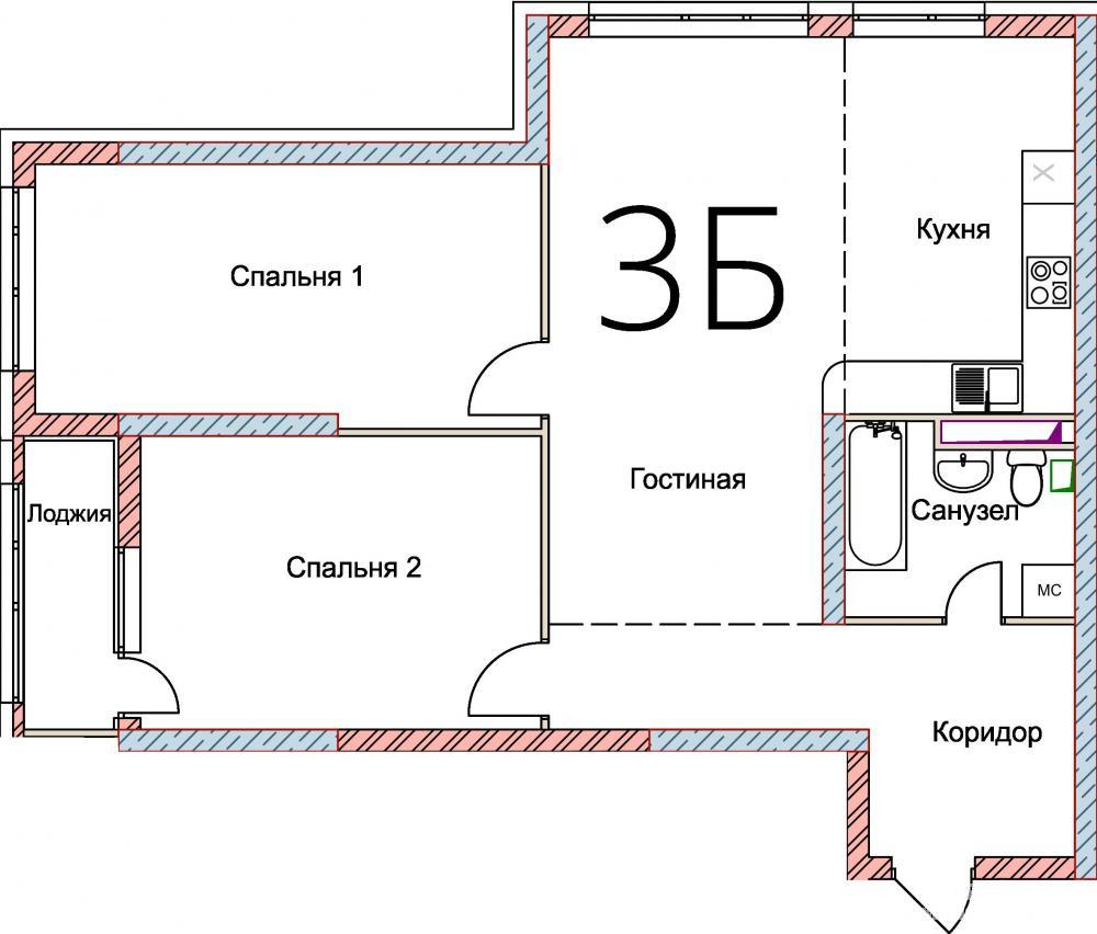 Продажа / Квартиры, Казань, Кул-Гали улица, 4 560 000 ЖК «ОАЗИС-2», ул. Кул Гали, 7б. 3-комн. квартиры площадь 82,9 кв.м. на 4-8 этажах в современном жилом комплексе. Дом...