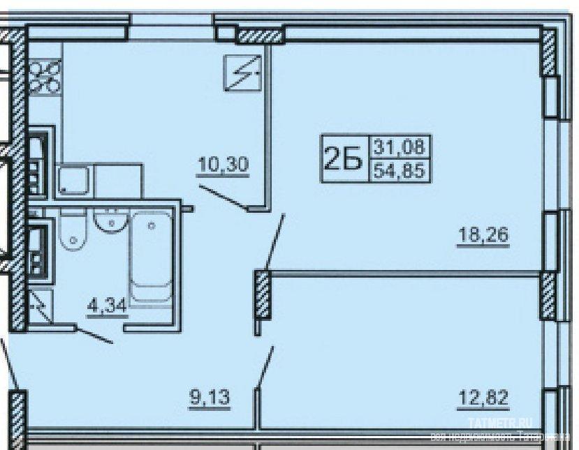 Продажа / Квартиры, Казань, Халезова улица, 3 467 200 ул. Халезова, 27а (п. Дербышки). 2-к. квартира площадью 54,85 кв.м. в новом жилом доме. Квартира с качественной... - 10