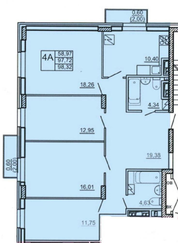 Продажа / Квартиры, Казань, Халезова улица, 6 299 500 ул. Халезова, 27а (п. Дербышки). 4-к. квартира площадью 98,32 кв.м. в новом жилом доме. Квартира с качественной... - 10
