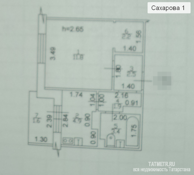 Продажа / Квартиры, Казань, Академика Сахарова улица, 2 100 000 Продается 1 комнатная квартира 28,3 м2/ 12 / 5 на комфортном 5 этаже 9 этажного панельного дома, в центре Азино по... - 1