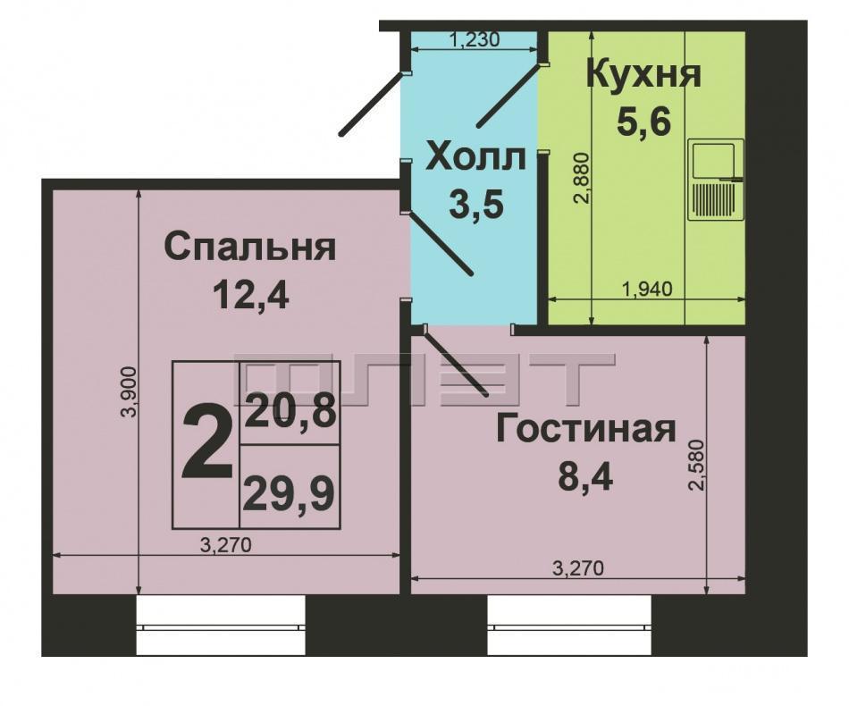 Продажа / Квартиры, Казань, Карбышева улица, 1 590 000 Приволжский район, ул.Карбышева, д.60 (на пересечении с ул. Братьев Касимовых) Уютная 2-комнатная гостинка 30 кв.м на... - 15