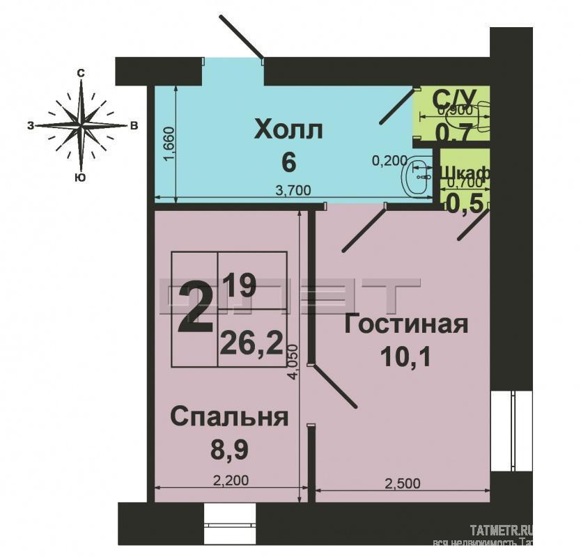 Продажа / Квартиры, Зеленодольск, Заикина улица, 850 000 Зеленодольск, город, ул. Заикина, д.4 корп.2 Продаю в городе Зеленодольске по улице Заикина двухкомнатную гостинку в... - 5
