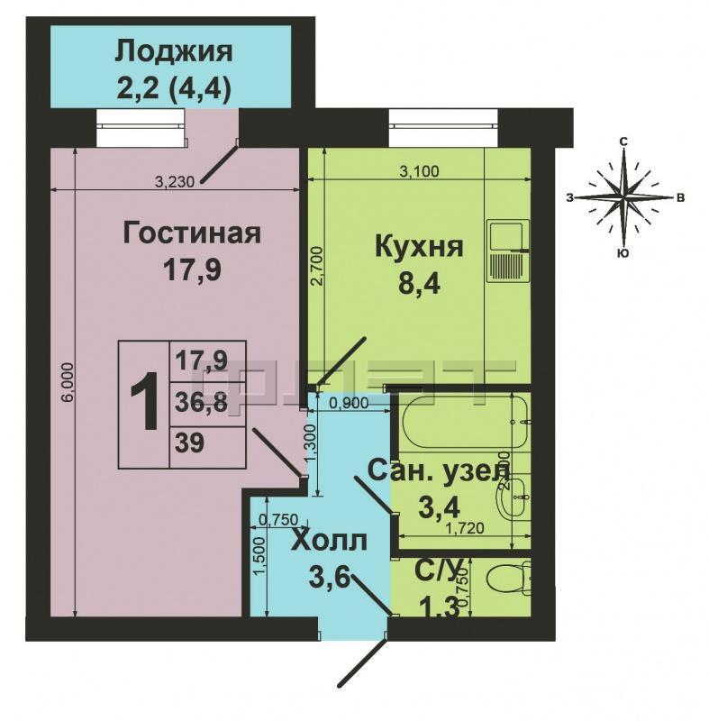 Продажа / Квартиры, Зеленодольск, Украинская улица, 1 290 000 Зеленодольск, город, ул. Украинская, д.8 Однокомнатная ленинградка в тихом спальном районе города. Теплая, уютная,... - 10
