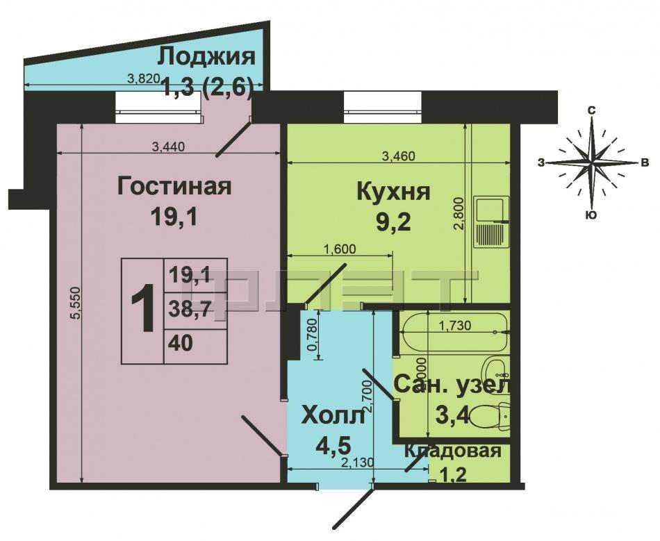Продажа / Квартиры, Зеленодольск, Комарова улица, 1 240 000 Зеленодольск, мирный, ул. Комарова, 41. Продается однокомнатная ленинградка на мирном на среднем этаже. Теплая,... - 9