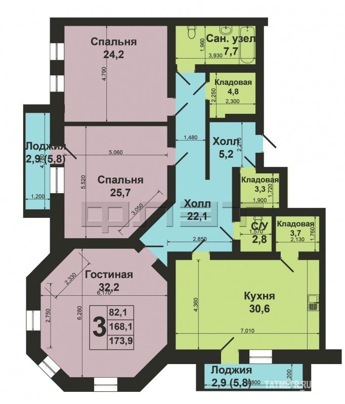 Продажа / Квартиры, Казань, Марселя Салимжанова улица, 12 500 000 Вахитовском район,ул.Салимжанова, д19. Продается трехкомнатная квартира улучшенной планировки с качественным... - 7