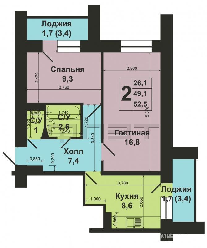 Продажа / Квартиры, Казань, Латышских Стрелков улица, 2 980 000 ул. Латышских стрелков, д. 14. Двухкомнатная квартира в кирпичном доме 2000 года постройки, на первом высоком этаже.... - 6