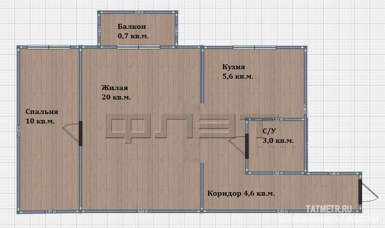 Продажа / Квартиры, Казань, Ибрагимова проспект, 2 700 000 г.Казань, Московский район, ул.Ибрагимова д.4, двухкомнатная квартира, кирпичный дом, этаж 4/5, не угловая по... - 12