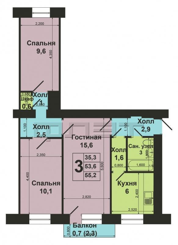 Продажа / Квартиры, Казань, Журналистов улица, 3 150 000 Советский район, ул.Журналистов, д. 11. Продаётся отличная 3-комнатная квартира в кирпичном доме на 5 этаже 5ти... - 6