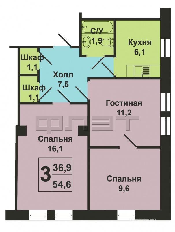 Продажа / Квартиры, Казань, Правды улица, 2 100 000 Советский район ул. Правды, д. 21 (Дербышки). Трехкомнатная квартира по цене однокомнатной!!! Продаем трехкомнатную... - 9