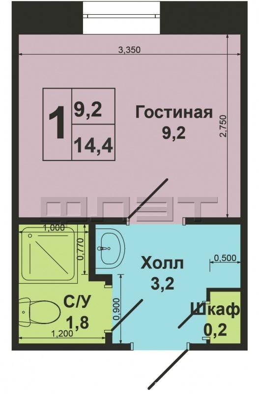 Продажа / Квартиры, Казань, Халитова улица, 1 250 000 Продается однокомнатная квартира на 4 этаже 5-ти этажного кирпичного дома, в хорошем состоянии с косметическим... - 3