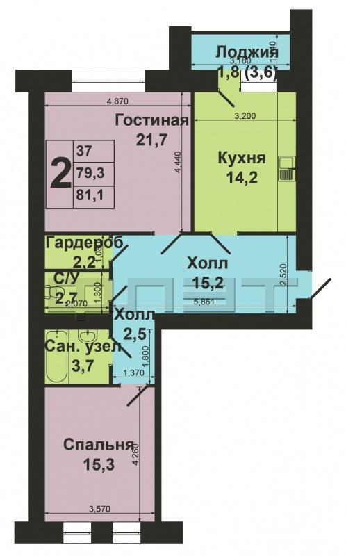 Продажа / Квартиры, Казань, Натана Рахлина улица, 4 990 000 Продаю 2-х комнатную квартиру площадью 79.3 м2 в новом доме. Квартира расположена на 3-м этаже, окна выходят на две... - 17