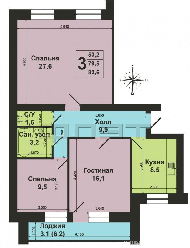 Кировский район, ул. Ново-Светлая, д. 16. Продам отличную 3-х комнатную квартиру улучшенной планировки с общей... - 15