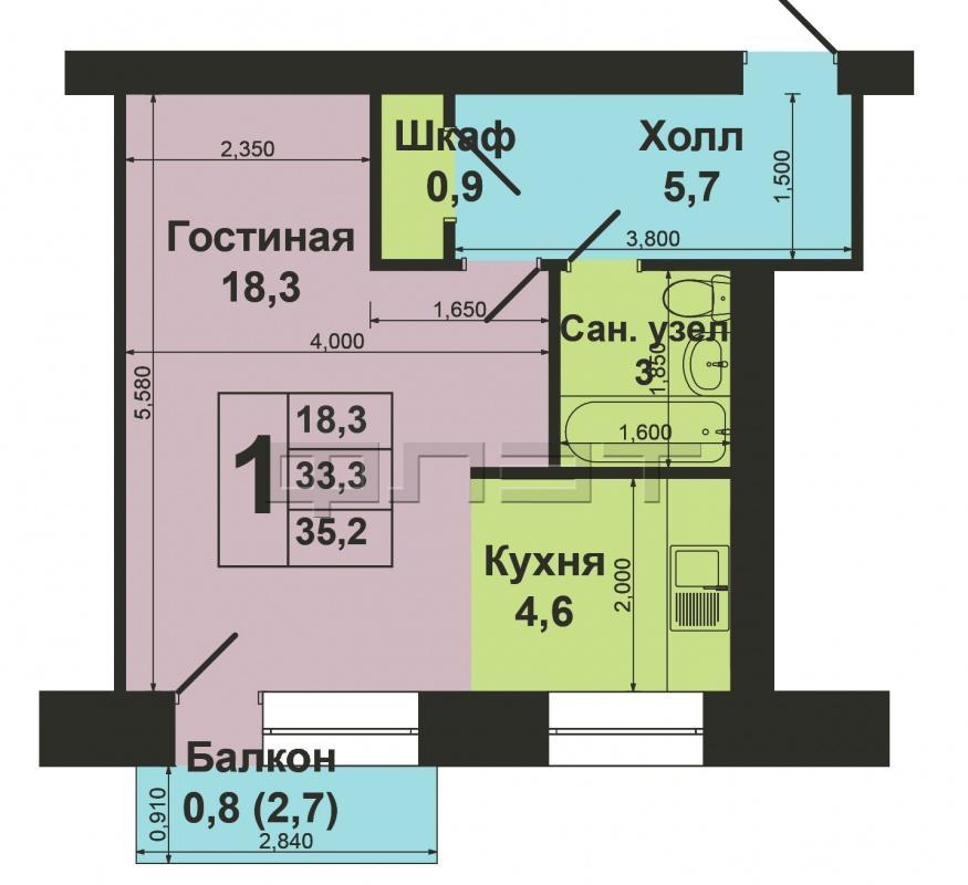 Выставлена на продажу в самом центре Советского района 1 комнатная  квартира, в хорошем кирпичном доме. Отличная,... - 13