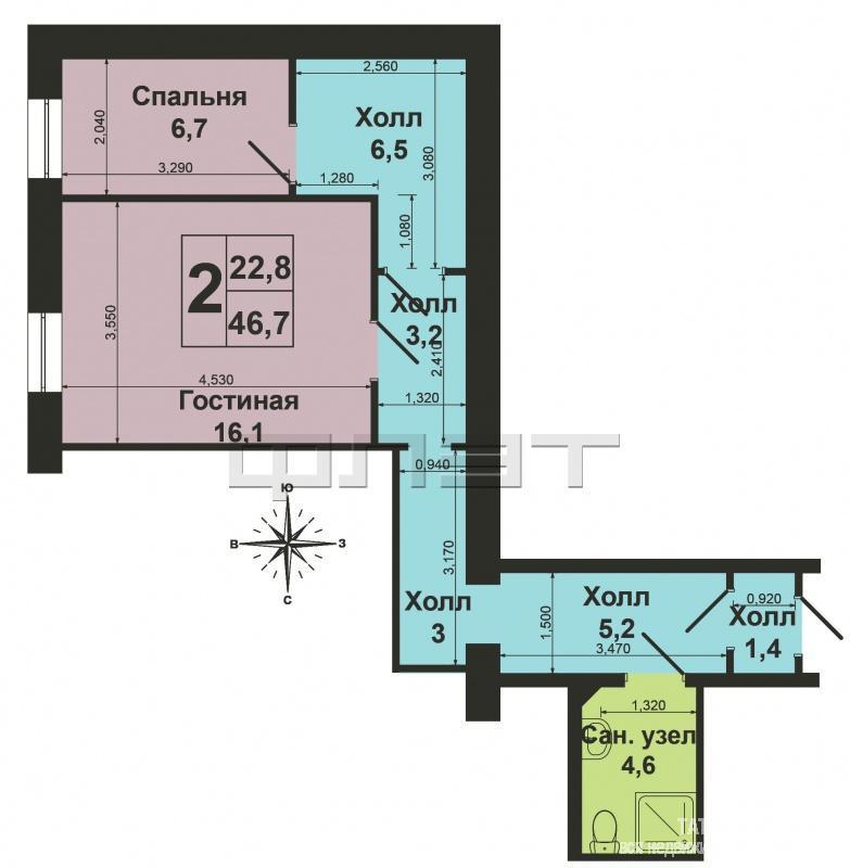 Продажа / Квартиры, Казань, Кул Гали улица, 2 199 000 Продается двухкомнатная квартира по улице Кул Гали,10, на 1-м этаже 10-ти этажного кирпичного дома общей площадью... - 13