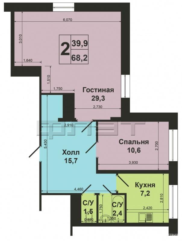 Продажа / Квартиры, Казань, Чистопольская улица, 4 900 000 Отличное предложение! Ново-Савиновский район, ул. Чистопольская, д.61а продается 2-х комнатная квартира ЖК... - 3