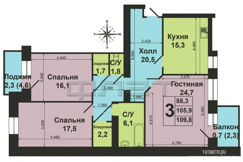 Продажа / Квартиры, Казань, Чистопольская улица, 11 500 000 Ново-Савиновский район. ул. Чистопольская, 77/2 Уважаемые покупатели и коллеги! Вашему вниманию представляю на... - 22