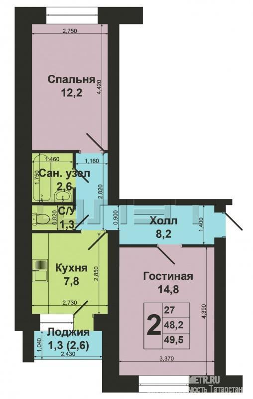 Продажа / Квартиры, Казань, Клары Цеткин улица, 2 570 000 г.Казань Кировский район ул.К.Цеткин, д.33 предлагаем Вашему вниманию отличную 2 квартиру в кирпичном доме. Дом 1999... - 8