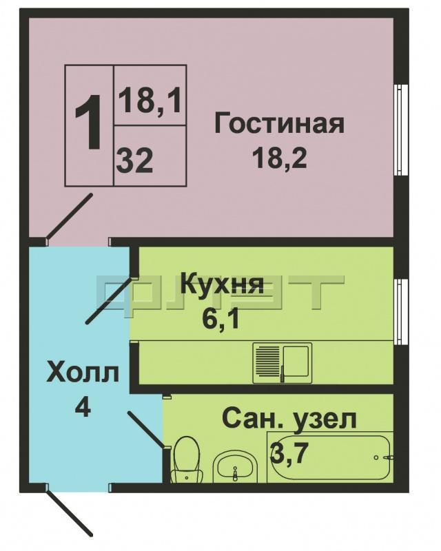 Продажа / Квартиры, Зеленодольск, Норкина улица, 1 280 000 ВНИМАНИЕ! Отличное предложение! Ул.Норкина, д.1. продается 1 комнатная квартира, проект 'Старо-московский', дом... - 6