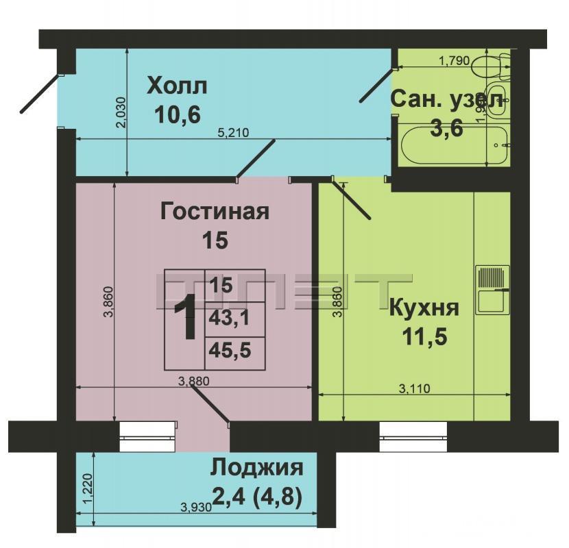 Продажа / Квартиры, Казань, Интернациональная улица, 2 680 000 Казань, Советский район, Интернациональная 13а ( пос. Константиновка). Продается однокомнатная квартира в новом... - 8