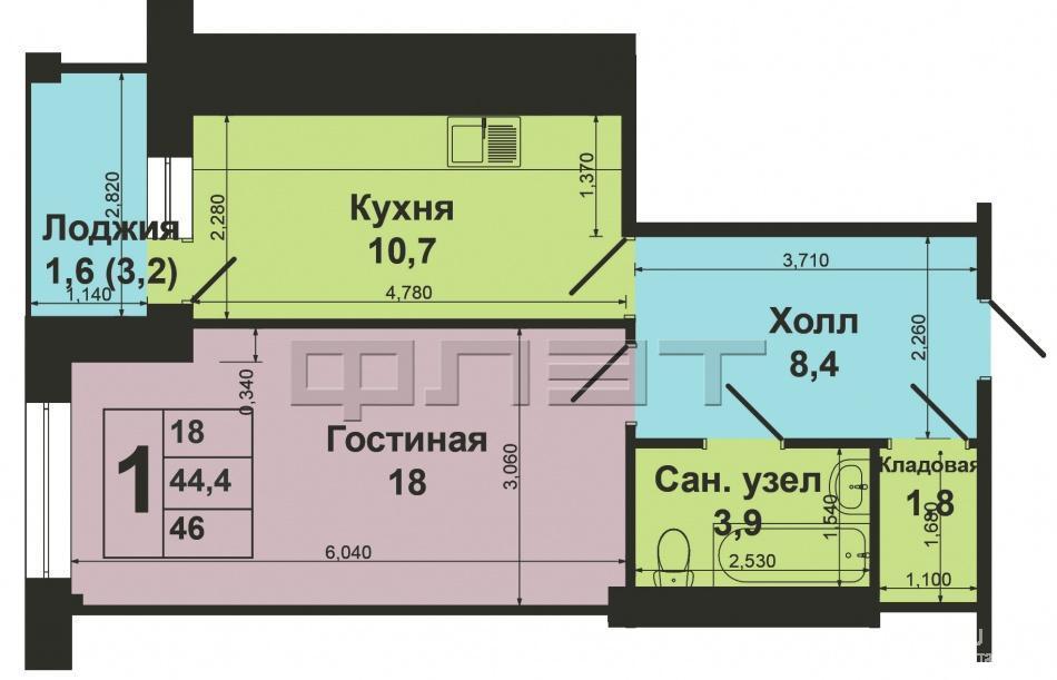 Продажа / Квартиры, Казань, Краснококшайская улица, 3 990 000 Внимание! Выставлена на продажу просторная 1 комнатная квартира с евроремонтом в новом элитном доме по адресу: ул.... - 16
