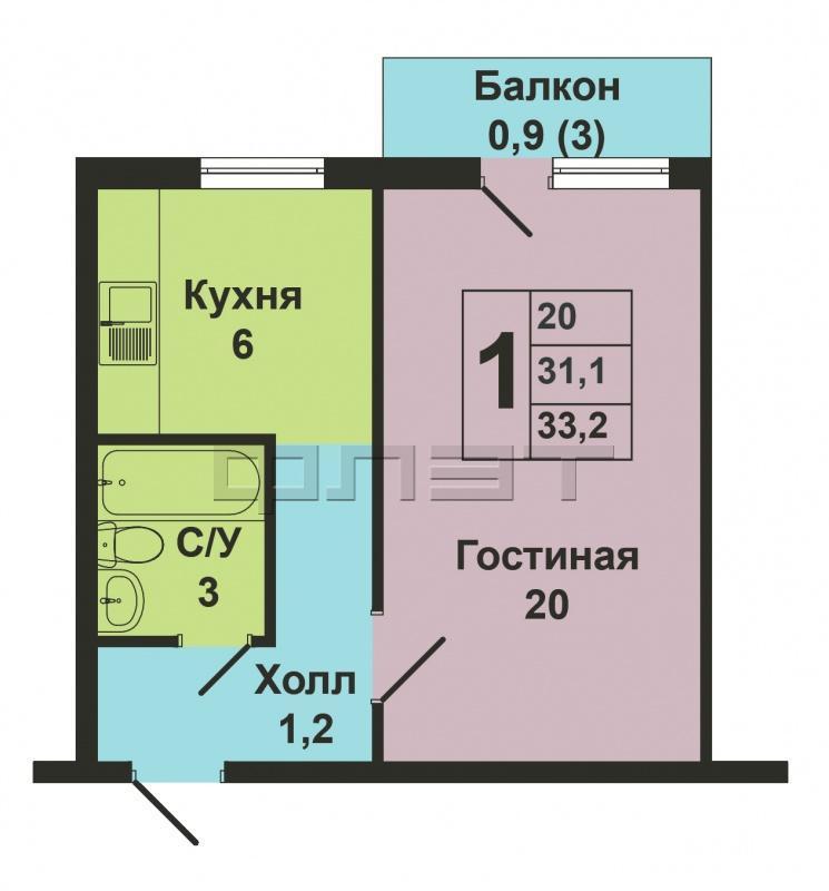 Продажа / Квартиры, Казань, Восстания улица, 2 100 000 Ново-Савиновский район, ул. Восстания , д. 23. Продается однокомнатная квартира 33 кв.м. на комфортном 3 этаже 5ти... - 6