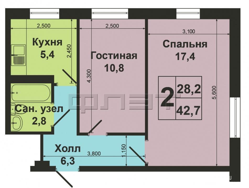 Продажа / Квартиры, Казань, Гудованцева улица, 1 960 000 Московский район, ул. Гудованцева д.41. Продается двухкомнатная квартира полностью готовая к проживанию – сделан... - 5