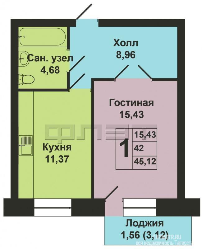 Продажа / Квартиры, Казань, Адоратского улица, 3 600 000 Г.Казань , Ново-Савиновский район, ул.Адоратского 4а. В Ново-Савиновском районе г.Казани в новом, кирпичном доме... - 14