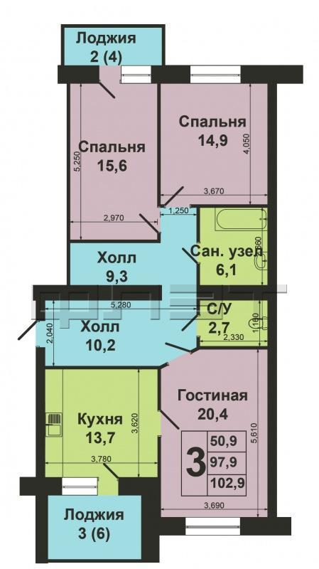 Продажа / Квартиры, Казань, Академика Завойского улица, 6 330 000 Продается шикарная 3-комнатная квартира в кирпичном доме. В квартире новый, качественный ремонт (никто не жил). Общая... - 6