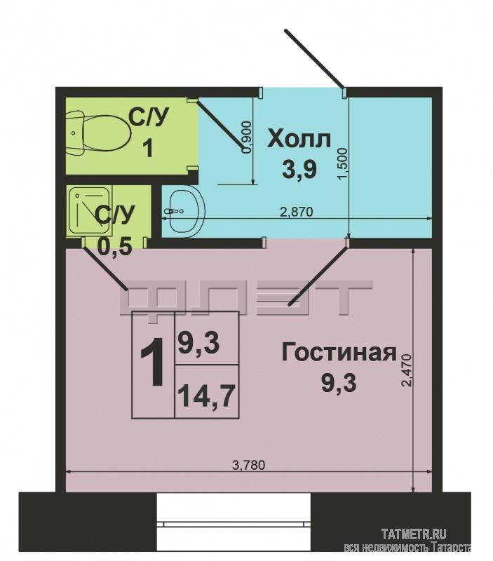 Продается отличная однокомнатная  гостинка  в кирпичном доме по улице Аделя Кутуя, д.8 А. В квартире сделан свежий,... - 5