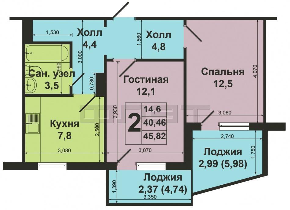 Казань. Московский район. Продается уютная  светлая Двухкомнатная квартира по ул. Сабан д. 1А. Этаж 5/10. Общая... - 3