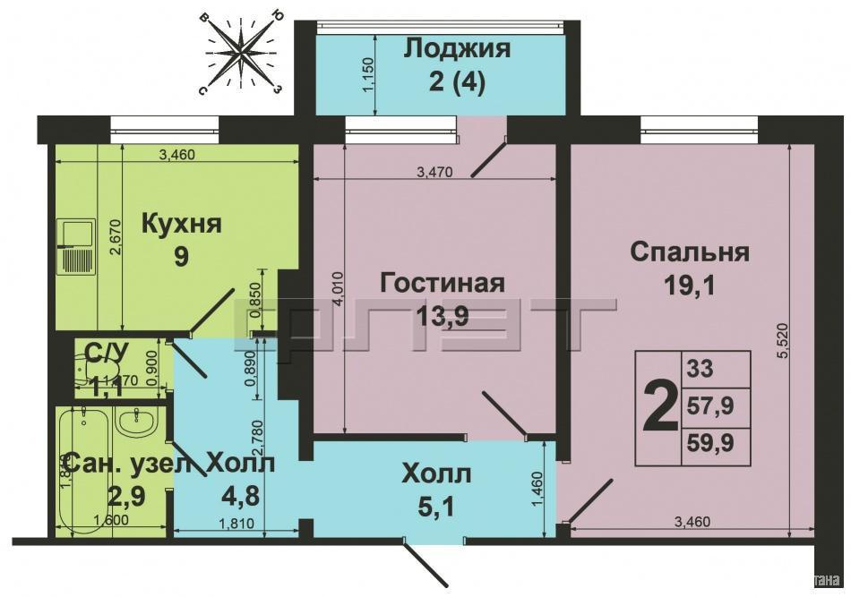 Продажа / Квартиры, Казань, Осиновская улица, 2 900 000 Казань, Кировский район, ул. Гайсина д. 5. Продаю 2-к квартиру в ЖК «Радужный». С отличным ремонтом с удобной... - 8
