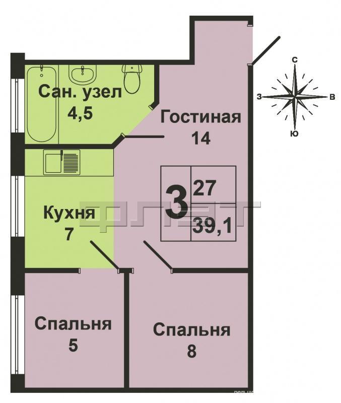 Казань, Ново- Савиновский район. Улица, Гагарина д. 81/23.  Продается Двухкомнатная квартира с Евроремонтом.... - 7