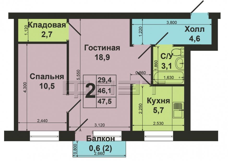 Продажа / Квартиры, Казань, Муштари улица, 3 290 000 Вахитовский район, ул.Муштари, д.19 А.Продается 2-к квартира 45, 3 м² на 5 этаже кирпичного дома. В квартире... - 9