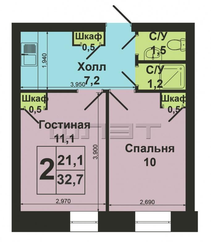 Продажа / Квартиры, Казань, Мусина улица, 2 590 000 В центре Ново-Савиновского района напротив мегапопулярного торгового центра «Парк Хаус» по улице Мусина в теплом... - 10