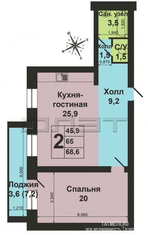Продажа / Квартиры, Казань, Гаврилова улица, 3 960 000 Продается Большая двухкомнатная квартира по ул. Гаврилова 56 корпус 3, дом 2006 года постройки, 1/14 этажного... - 18