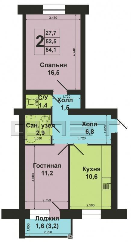 Продажа / Квартиры, Казань, Чапаева улица, 3 680 000 В центре Авиастроительного района по улице Чапаева продается отличная двухкомнатная квартира в теплом надежном... - 14