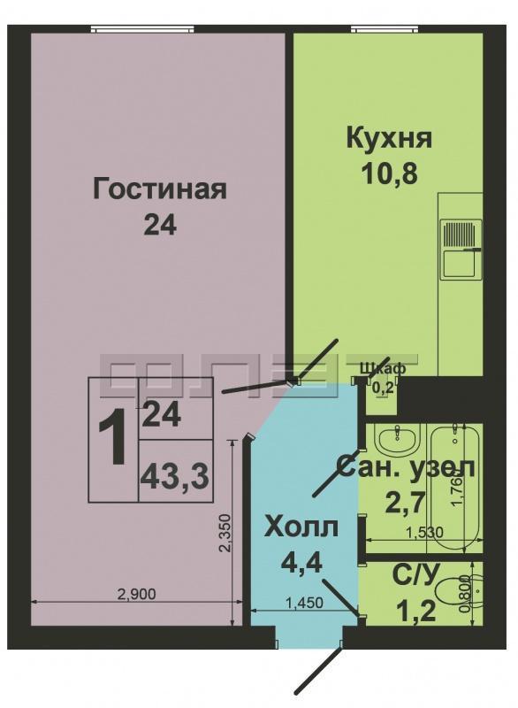 Продажа / Квартиры, Казань, Юлиуса Фучика улица, 2 650 000 Казань, Приволжский район. По улице Юлиуса Фучика, 64 продается замечательная однокомнатная квартира в самом... - 9