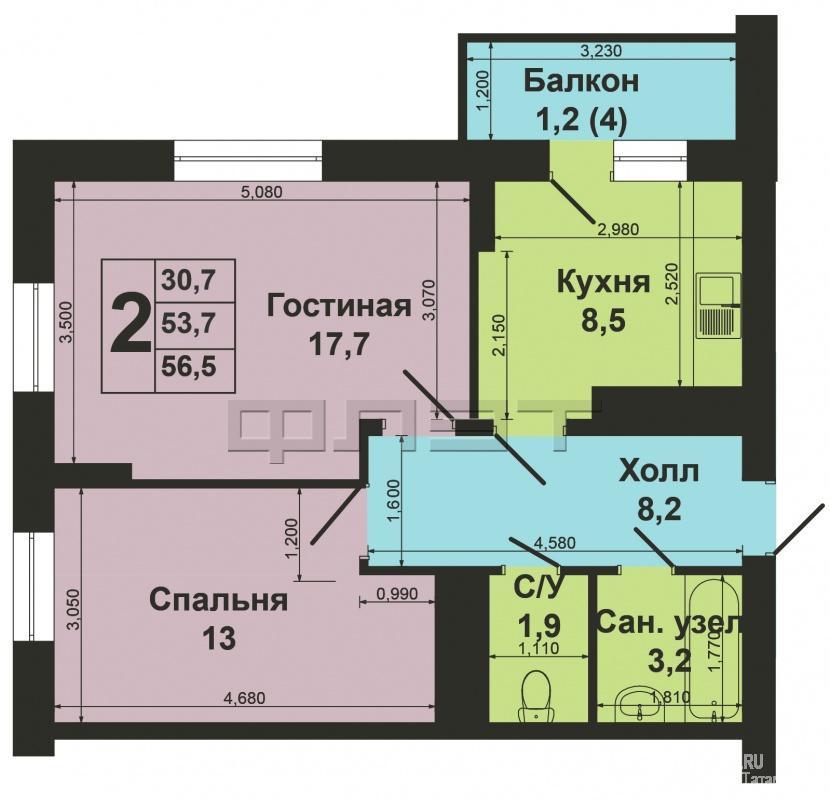 Продажа / Квартиры, Казань, Чингиза Айтматова улица, 3 940 000 В самом живописном месте Советского района по улице Чингиза Айтматова в доме №8 продается отличная двухкомнатная... - 14