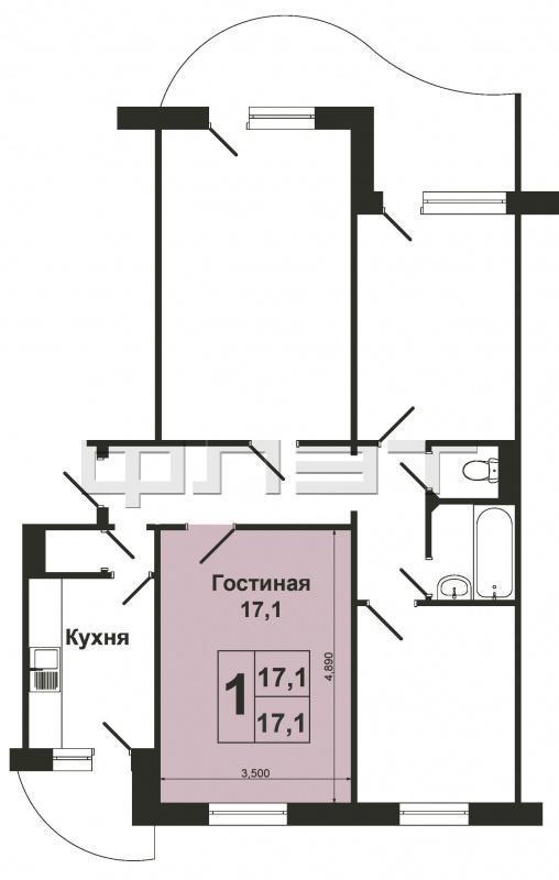 Продажа / Комнаты, Казань, Джаудата Файзи улица, 1 000 000 В Советском районе г.Казани, в районе проспекта Победы и Агропарка продается просторная комната в 4-х комнатной... - 7