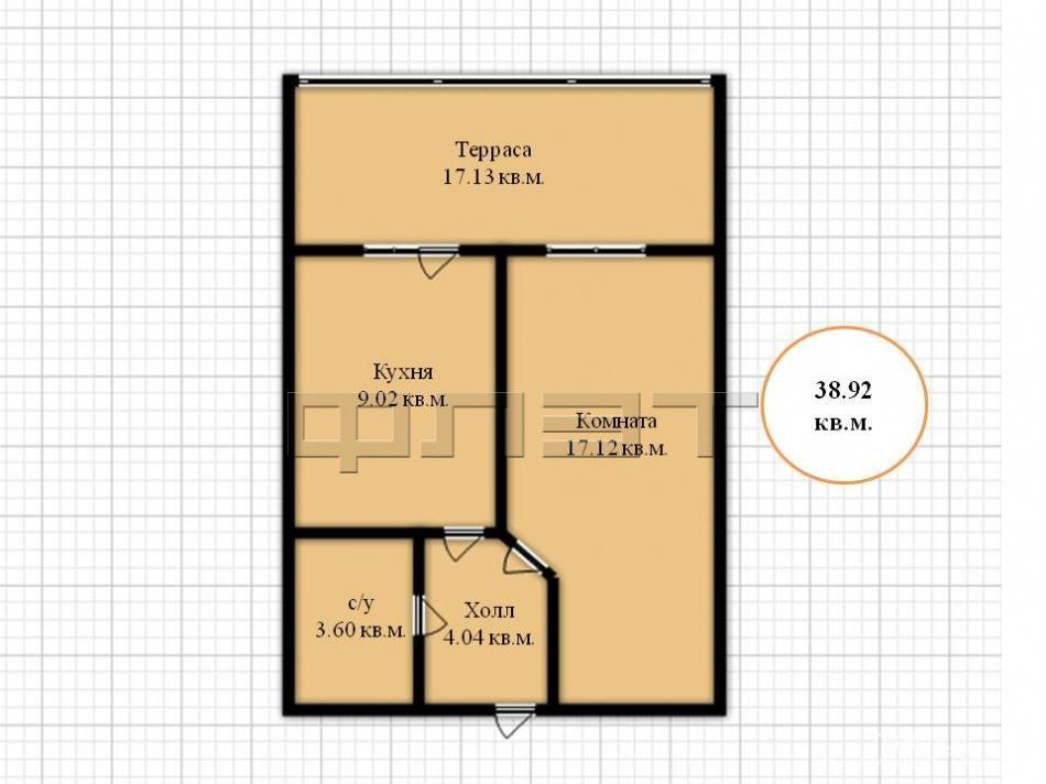 Продается однокомнатная квартира площадью 38.92 / 17.12 / 9.02 кв.м. в престижном жилом комплексе 'Арт Сити' в 5... - 13