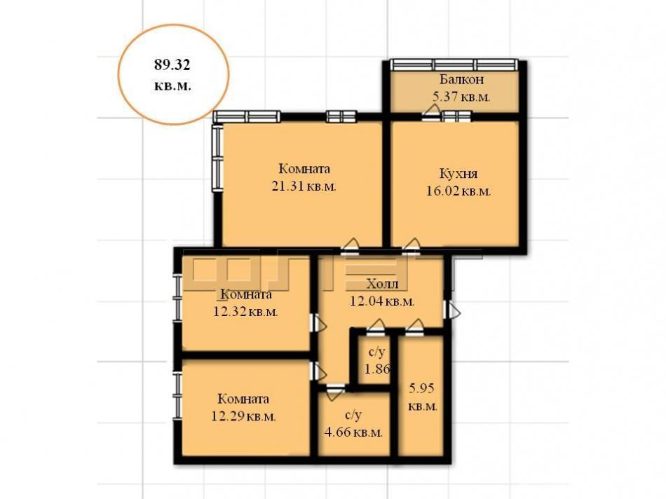 Продажа / Квартиры, Казань, Оренбургский тракт, 4 733 960 Продается трехкомнатная квартира площадью 89.32 / 47.18 / 16.00 кв.м. в новом жилом комплексе 'Времена года' в... - 3
