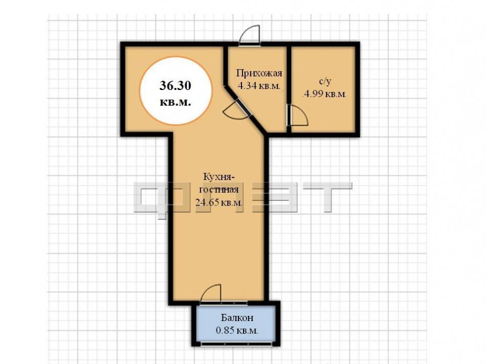 Продажа / Квартиры, Казань, Проточная улица, 2 867 700 Продается однокомнатная квартира общей площадью 36.30 кв.м. в ЖК Ласточкино гнездо по ул.Проточная. Новый жилой... - 7