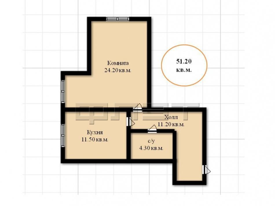 Продажа / Квартиры, Казань, 5 Квартал улица, 2 250 000 Продается однокомнатная квартира площадью 51.20 / 24.20 / 11.50 кв.м. в ЖК 'Светлый' в пос.Куюки в 15 минутах от... - 12