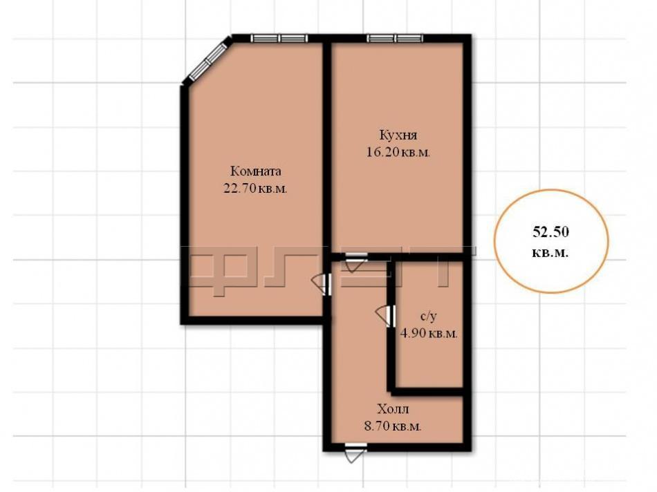 Продажа / Квартиры, Казань, 5 Квартал улица, 2 300 000 Продается однокомнатная квартира площадью 52.50 / 22.70 / 16.20 кв.м. в ЖК 'Светлый' в пос.Куюки в 15 минутах от... - 14