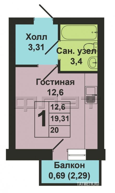 Продается однокомнатная квартира-студия площадью 20.00 кв.м. в ЖК 'Царево Village'. ВЫГОДНЫЕ УСЛОВИЯ при покупке... - 11