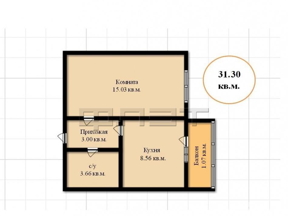 Продажа / Квартиры, Казань, Альберта Камалеева проспект, 2 395 215 Продается однокомнатная квартира площадью 31.30 / 15.03 / 8.46 кв.м. в жилом комплексе 'Казань XXI век' (2 очередь).... - 11